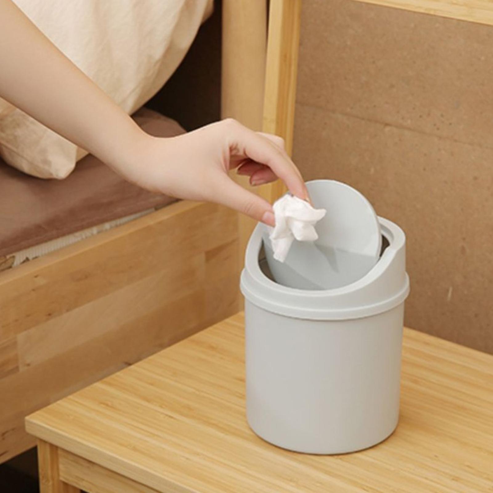 Interior Design Your Home - ミニデスクトップビン 小型ゴミ箱 蓋付き寝室用ゴミ箱 新鮮な色のゴミ箱 清潔な収納ディテールデザインボックス デスク用