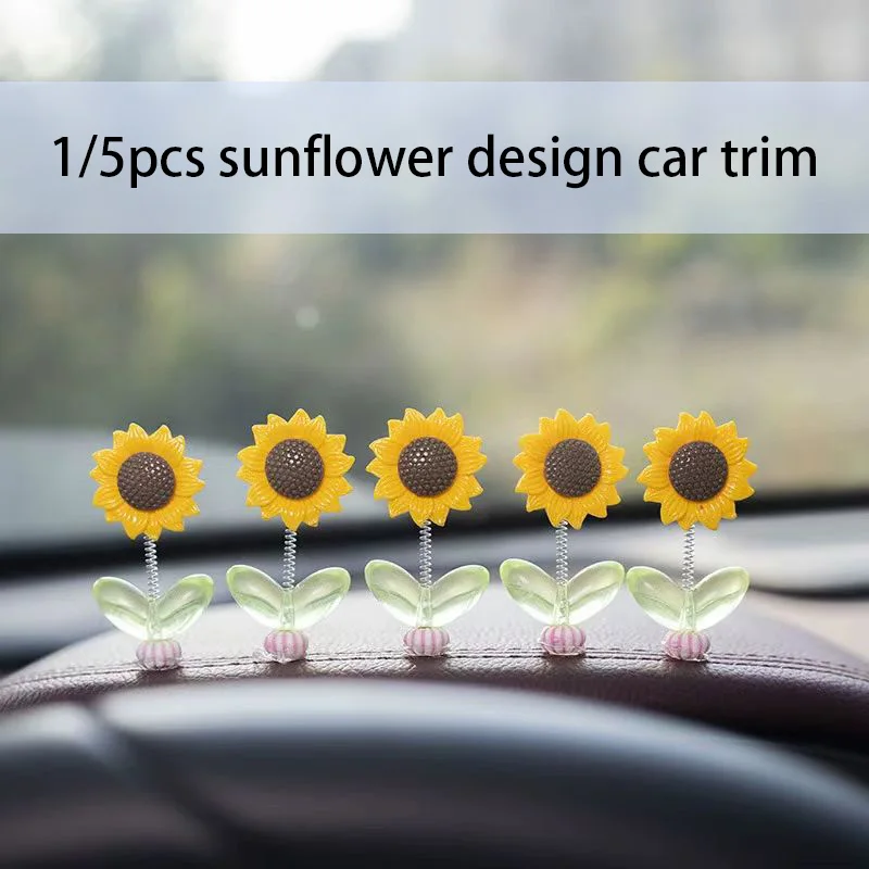 Interior Design Concept - ひまわりデザインの車のダッシュボードの装飾、窓の装飾、車のインテリアアクセサリー、新しい、5個