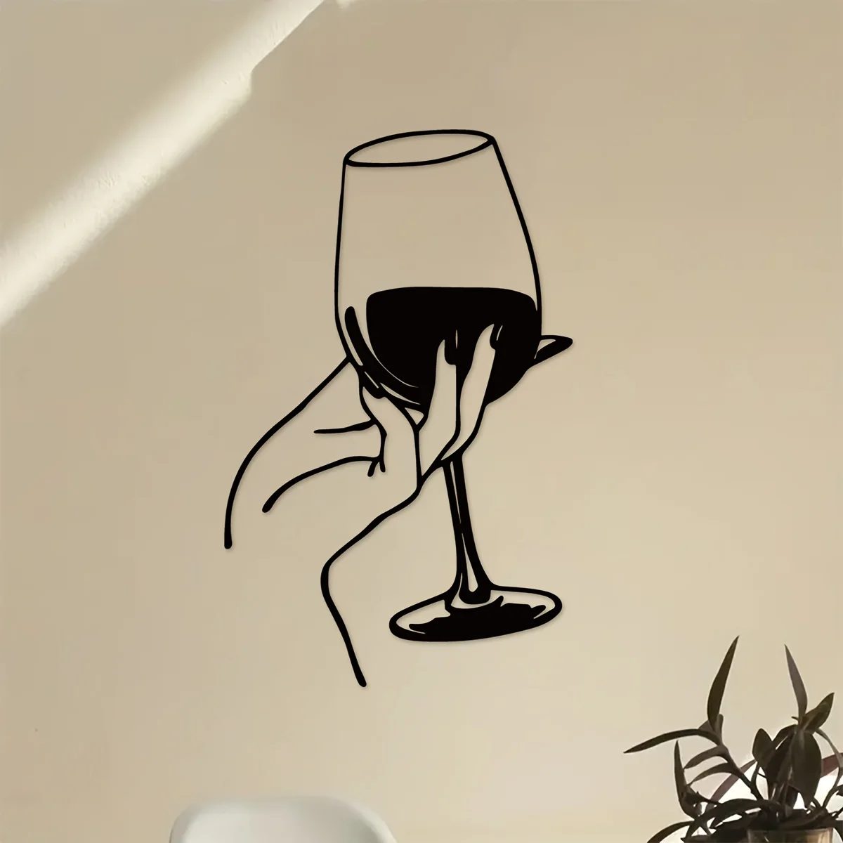 Interior Design Modern - ワイン愛好家レディハンドメタル壁装飾、メタルウォールアート、メタル壁掛け、ユニークなホーム、家の装飾、シーンの装飾