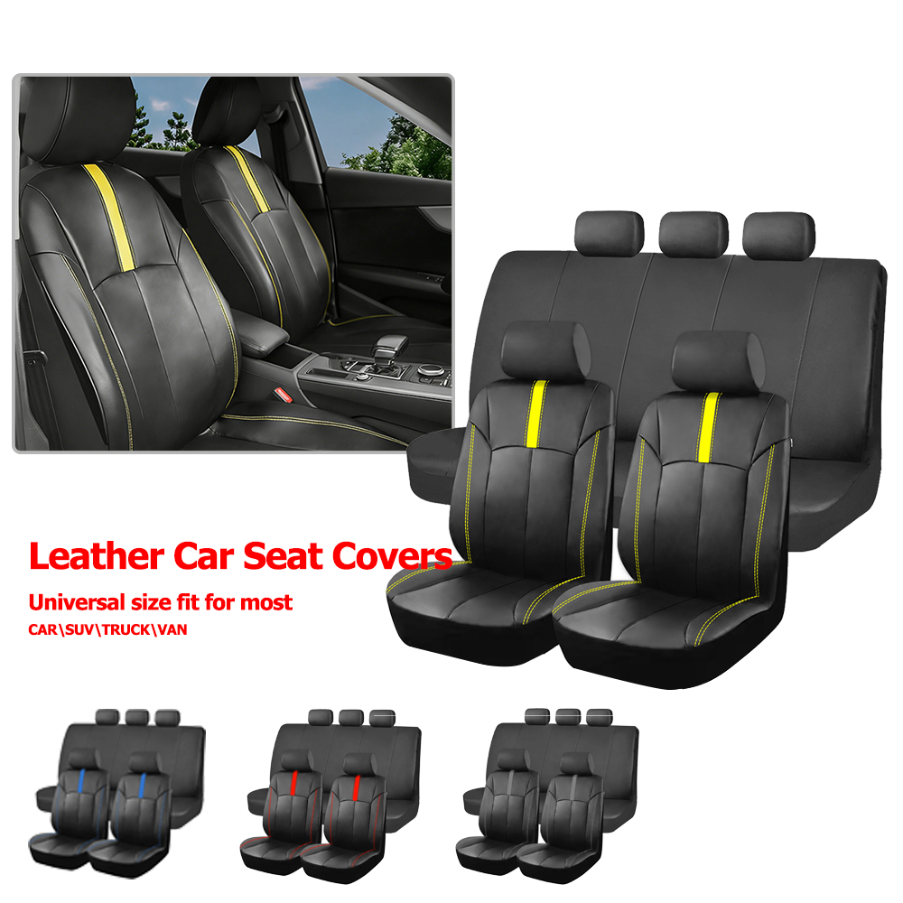 Interior Design Concept - 汎用PUレザーカーシートカバー、ほとんどの車、SUV、トラック、バンに適合、アクセサリー、インテリア、スポーティデザイン、PUレザーシートカバー