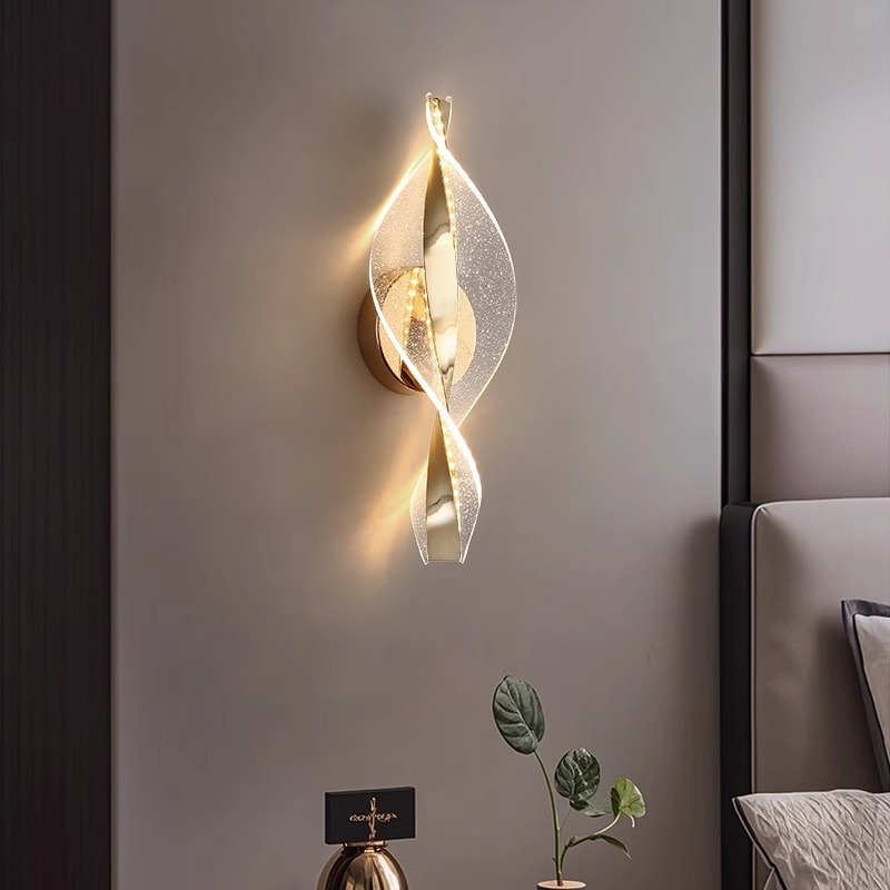 Interior Design Elements - LEDモダンデザインウォールスコンス、光沢のあるインテリアライトハウスナイトライトウォールランプゴールドブラックムードライト寝室ベッドサイド用