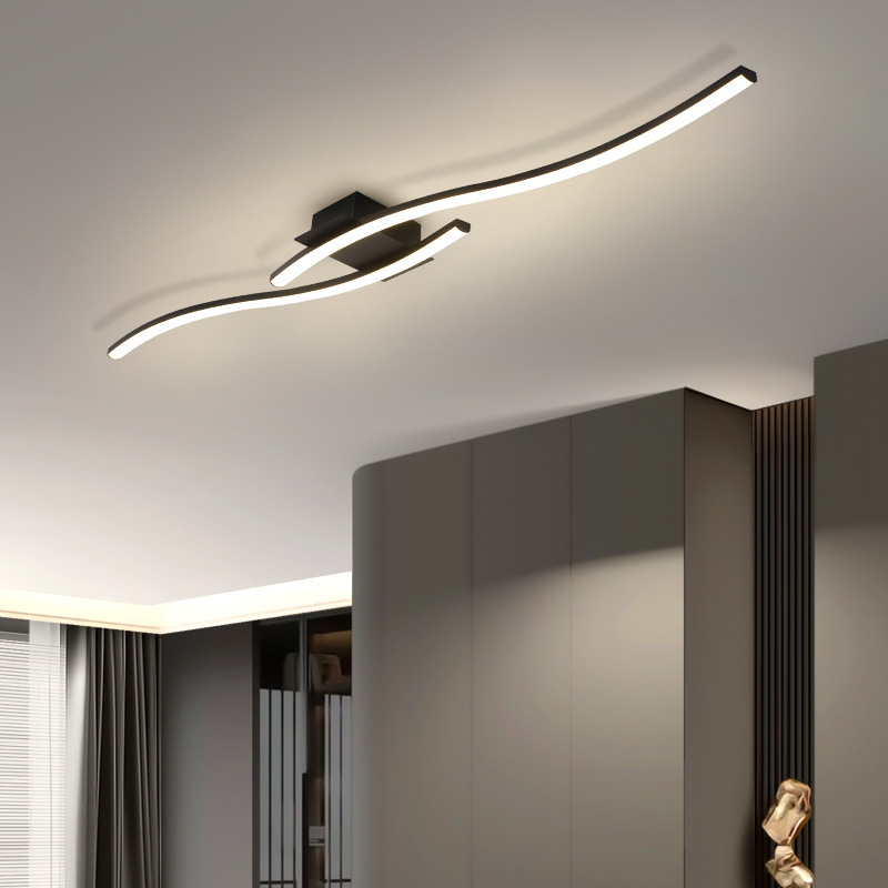 Interior Design Elements - モダンなミニマリストブラックシーリングライト寝室LEDペンダントシーリングランプデザイン家の装飾リビングルームオフィスインテリア用