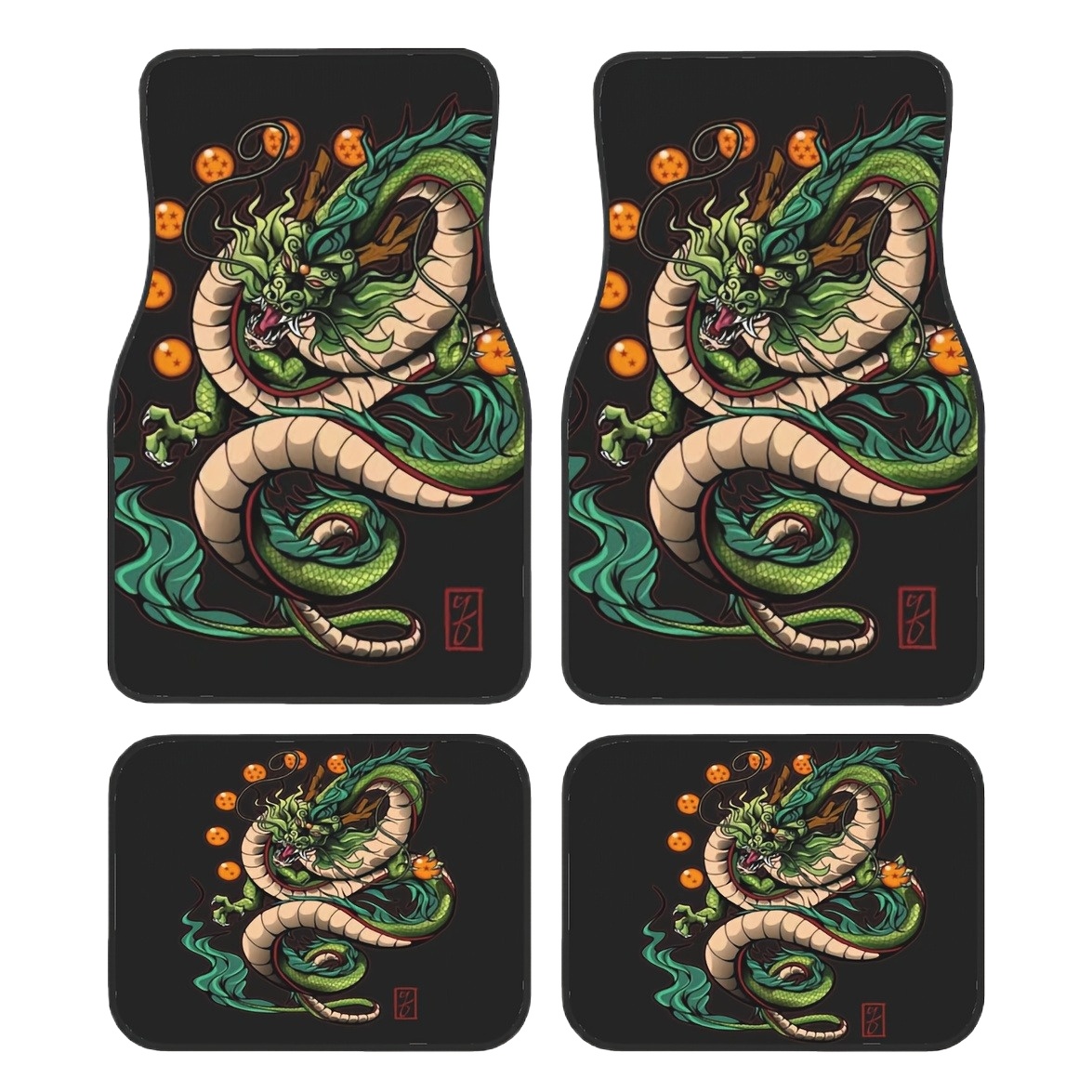 Interior Design Concept - ドラゴンキングデザインカーマット4枚セット、滑り止め、防水、内装保護アクセサリー - バレンタインデー、男性への最適なギフト
