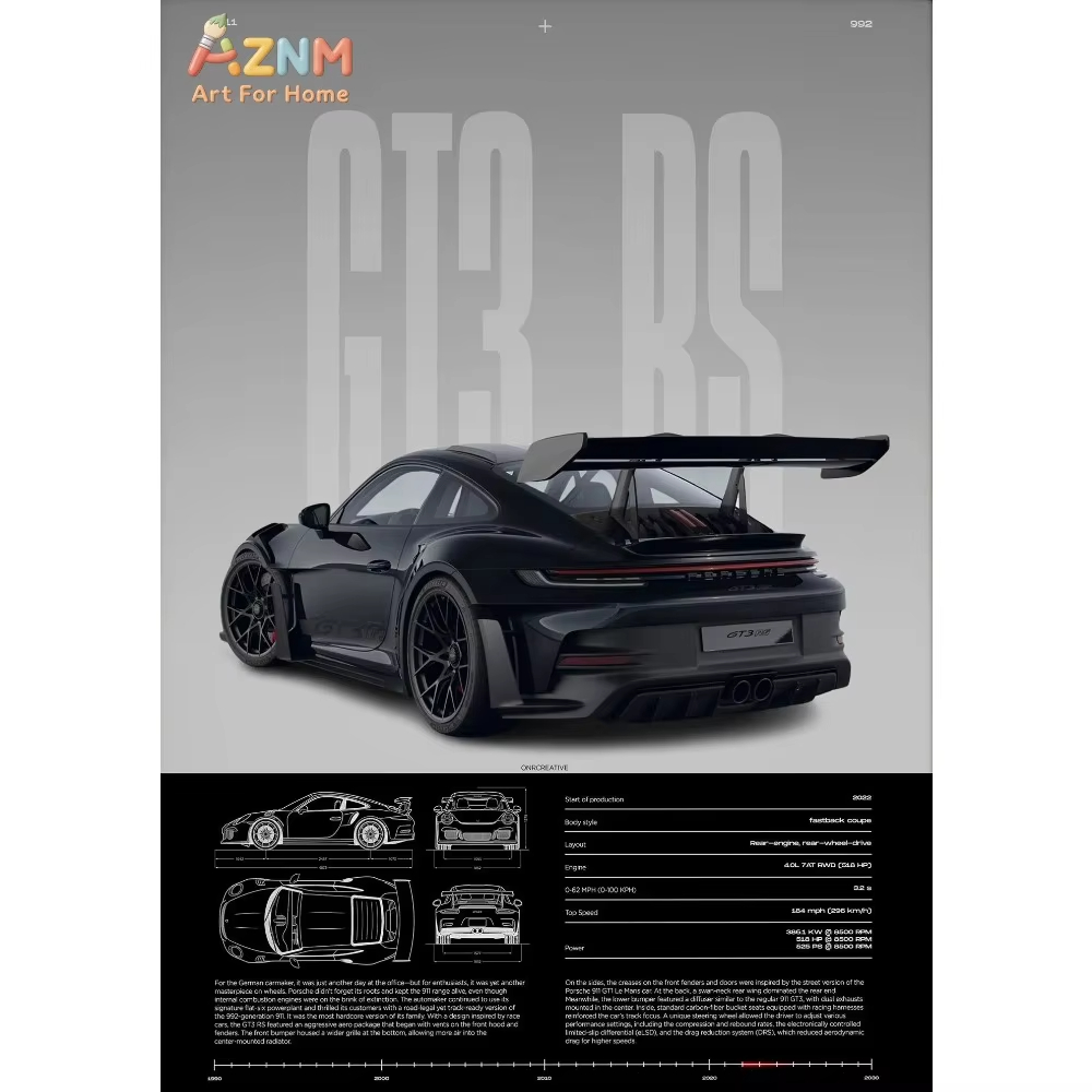 Interior Design Apartment - 1pc ミニマリスト 911 GT3-RS 718 GT4
