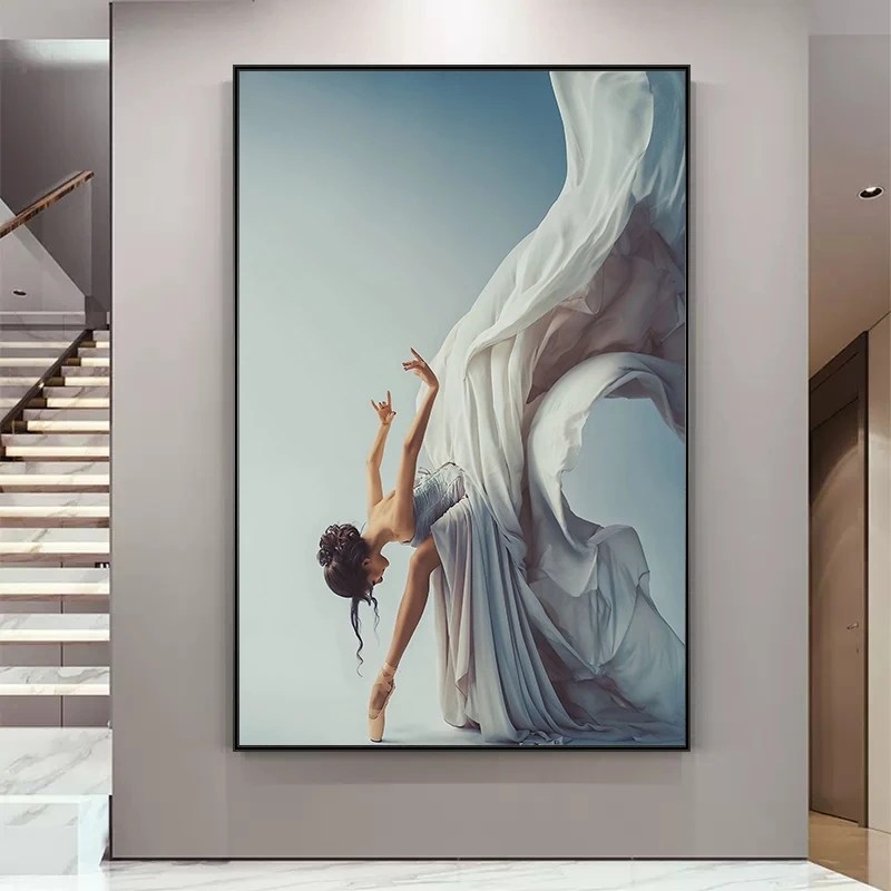 Interior Design Modern - 現代バレエダンスガールキャンバス絵画エレガントなダンサー壁アート写真ポスタープリントリビングダンスルーム家の装飾