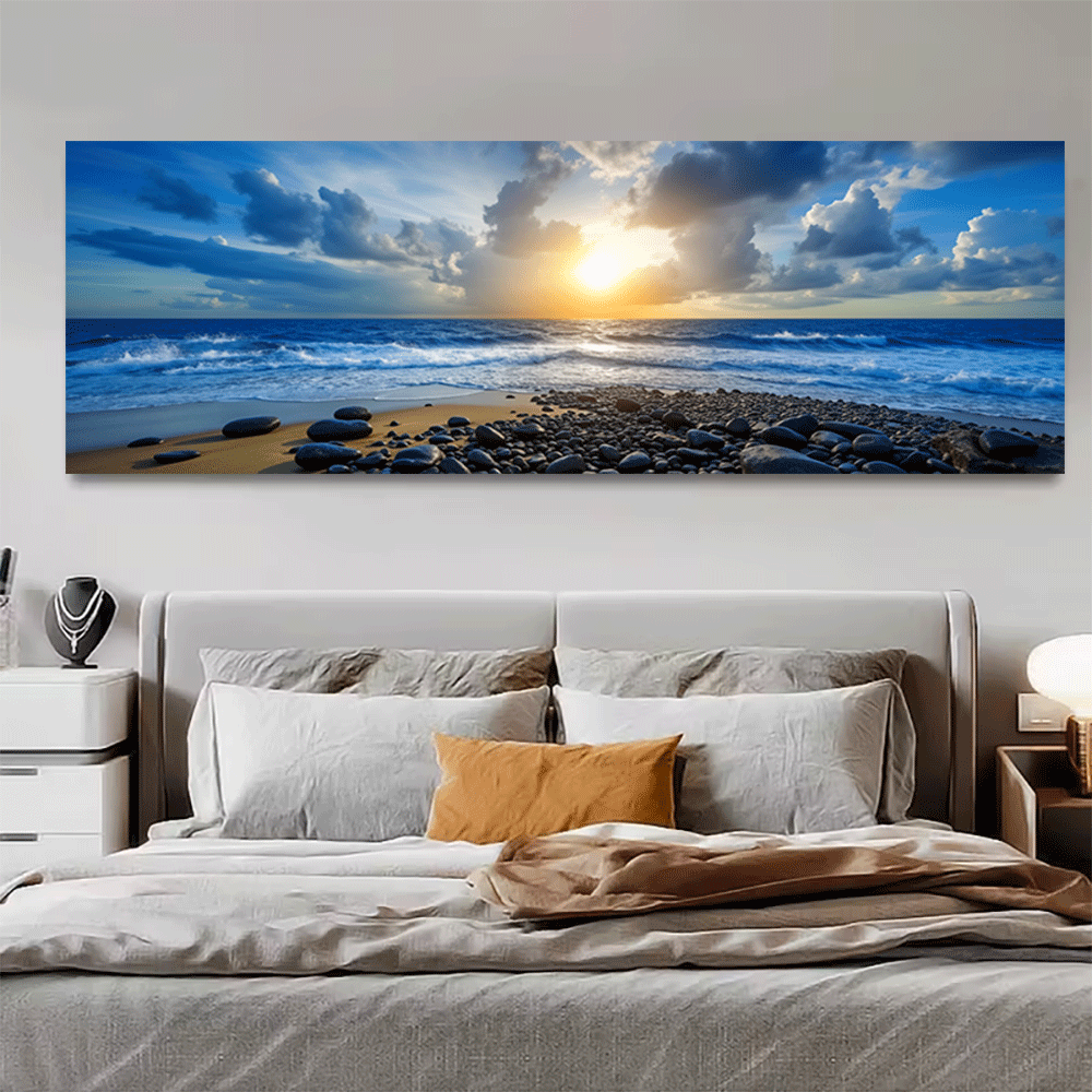 Interior Design Apartment - 1PC-キャンバスポスター非フレーム化された海の夕日ビーチパノラマ海岸風景アート壁装飾キャンバスプリントホームインテリアデザイン夏