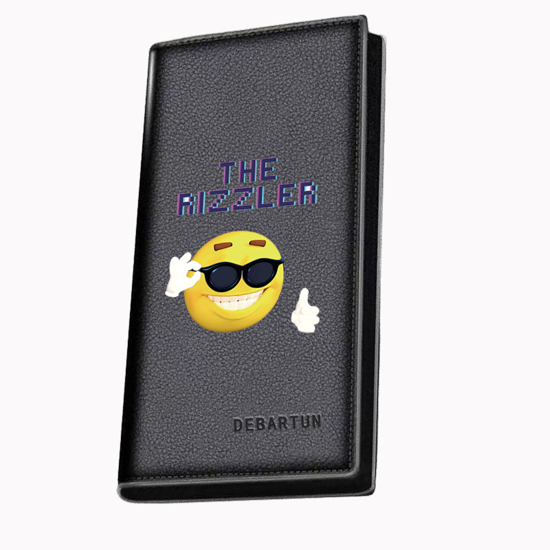 Interior Design Emoji - メガネをかけたクールな絵文字、親指を立てています メンズ長財布 ビジネス スタイリッシュなプリントデザイン カジュアルユース クリスマス