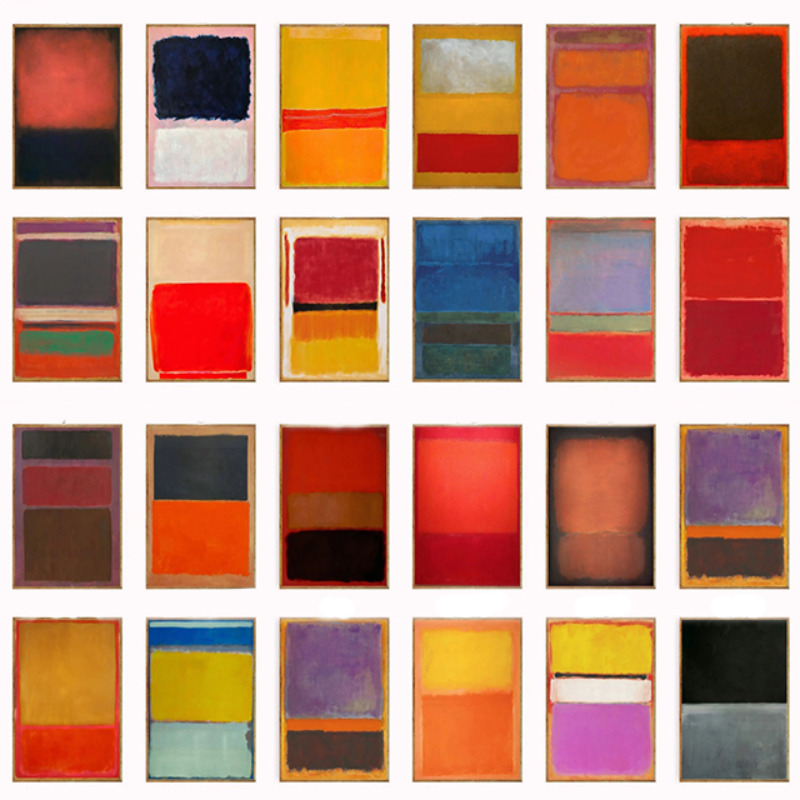 Interior Design Modern - Rothko-抽象芸術,ヴィンテージ,ミニマリスト,インテリアデザインの壁装飾ポスターセット