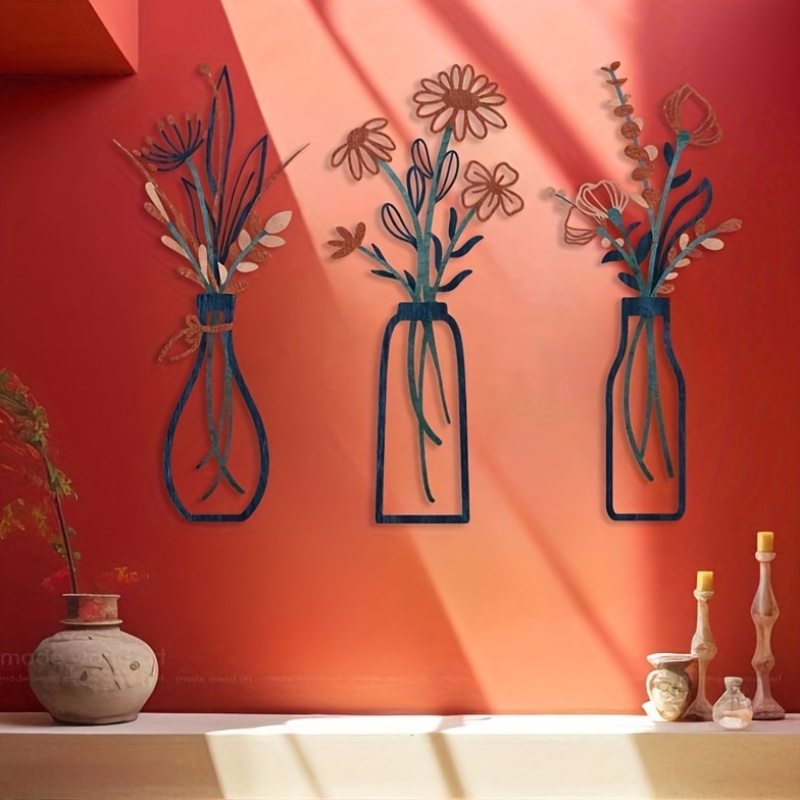 3つの大きな花柄の壁掛け彫刻 - モダンなファームハウス装飾 - Interior Design Modern のレビューと価格