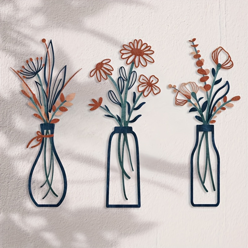 3つの大きな花柄の壁掛け彫刻 - モダンなファームハウス装飾 - Interior Design Modern のレビューと価格
