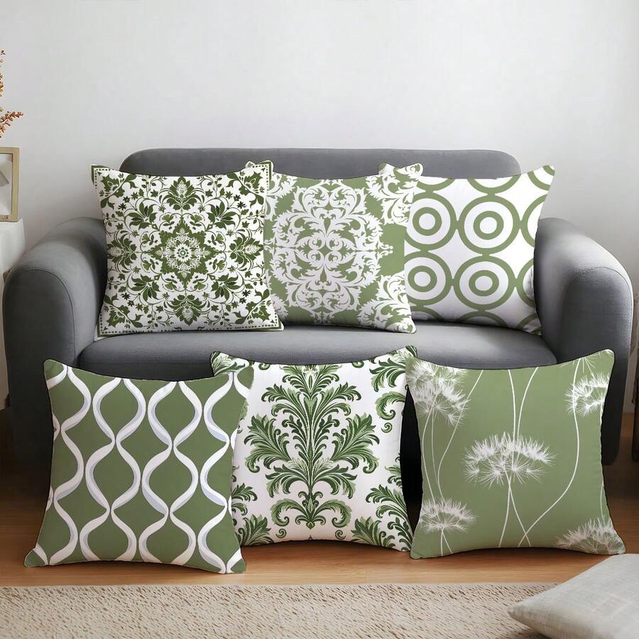 6 個グリーンシンプルデイリーモリスパターンクッションカバー - Velvet Cushion Cover のレビューと価格