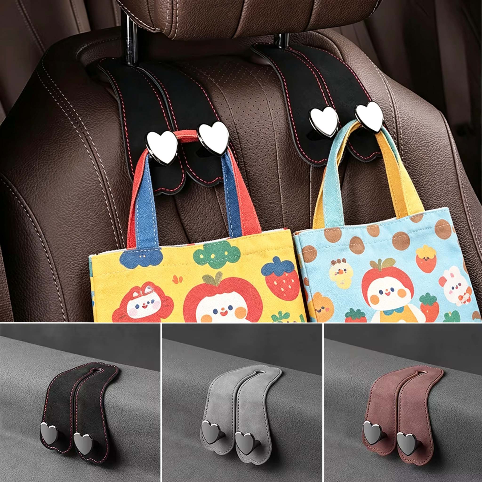 カーシートヘッドレストフック ハート型デザイン スエード製収 - Interior Design Concept のレビューと価格
