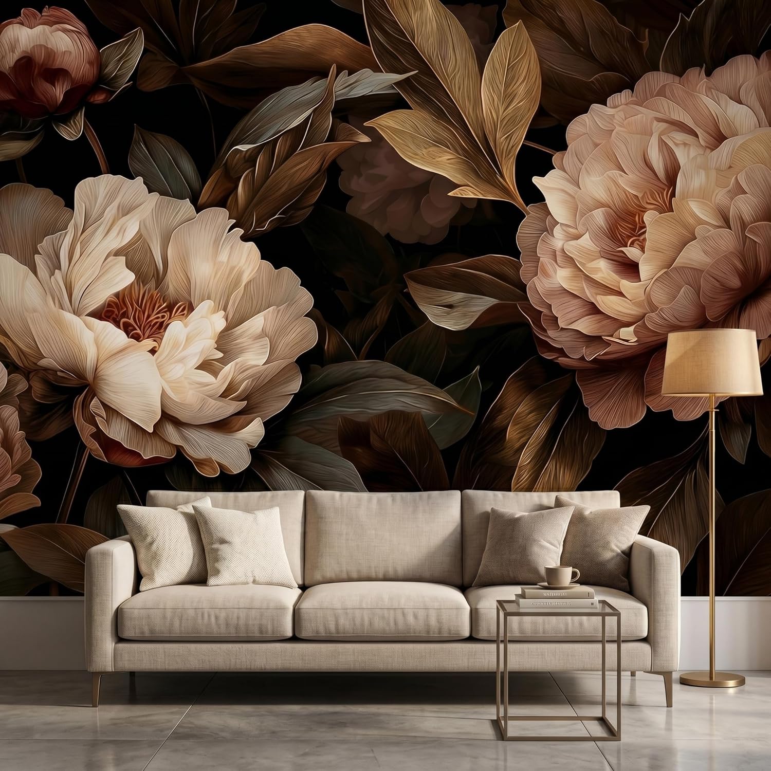 エレガントな牡丹の花のタペストリー壁掛け植物アートポリエステ - Interior Design Apartment のレビューと価格