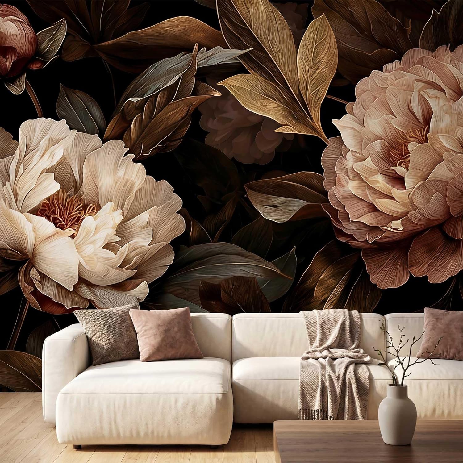 エレガントな牡丹の花のタペストリー壁掛け植物アートポリエステ - Interior Design Apartment のレビューと価格