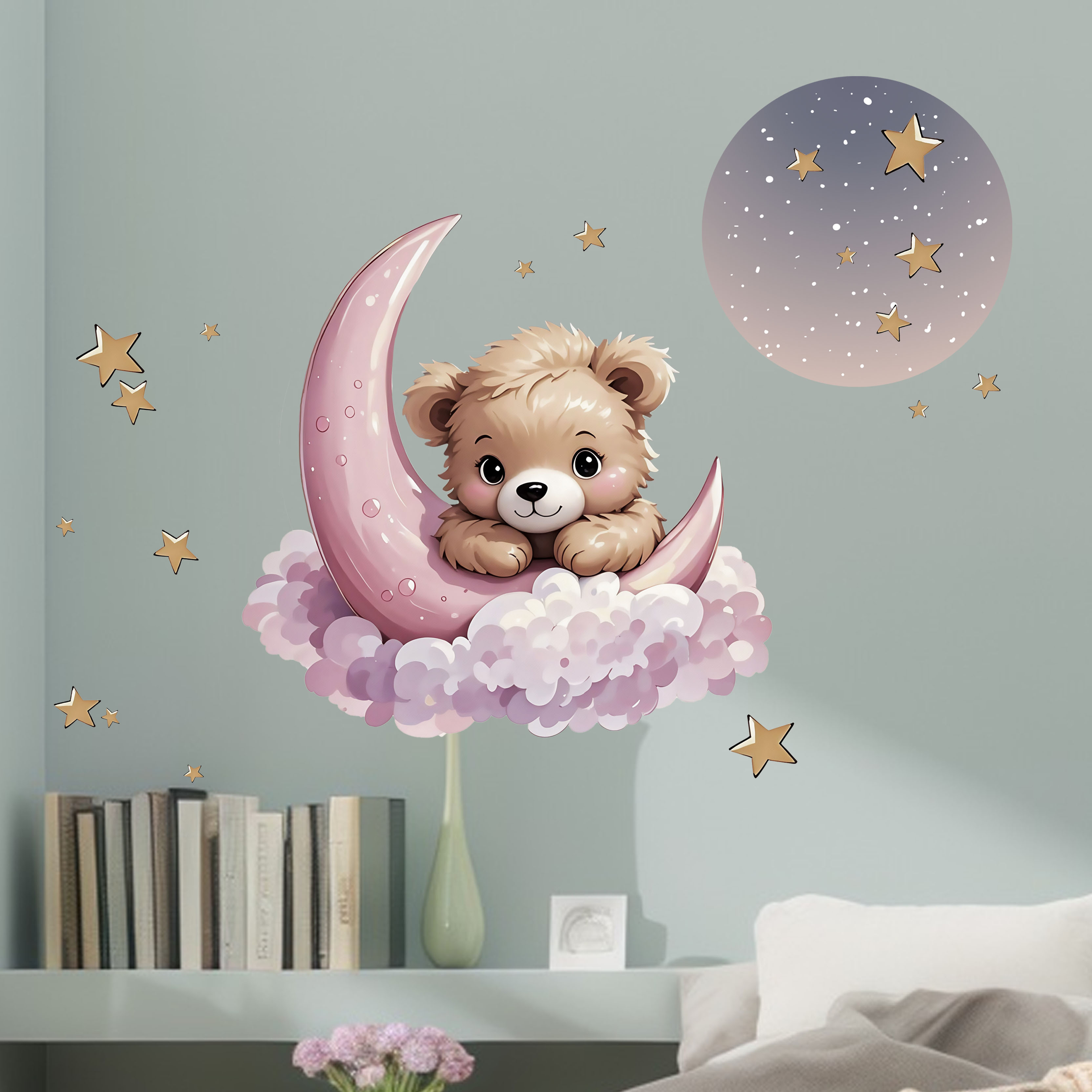 新着クマスタームーンナイトウォールデカール寝室ホーム装飾ステ - Interior Design Paper のレビューと価格