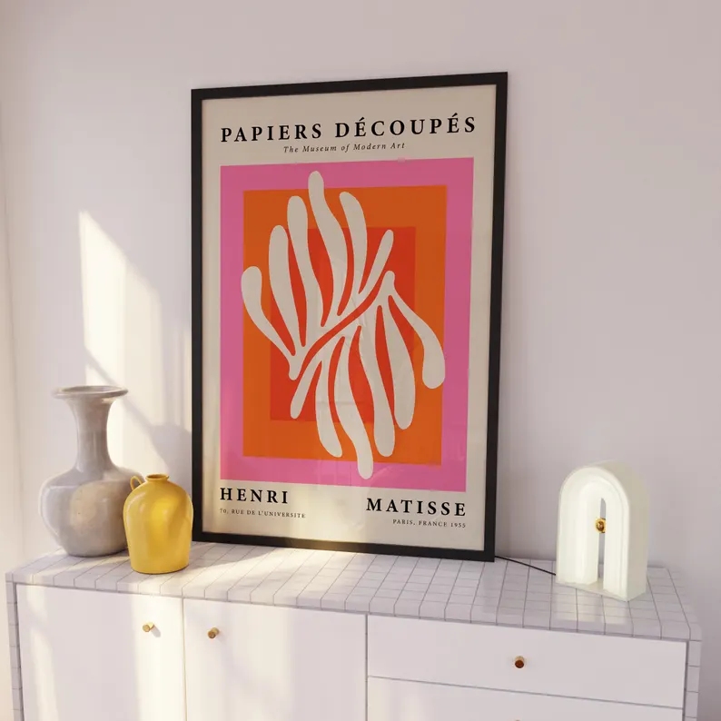 3 個モダンオレンジバウハウスとピカソの壁アートプリントキャ - Interior Design Room のレビューと価格