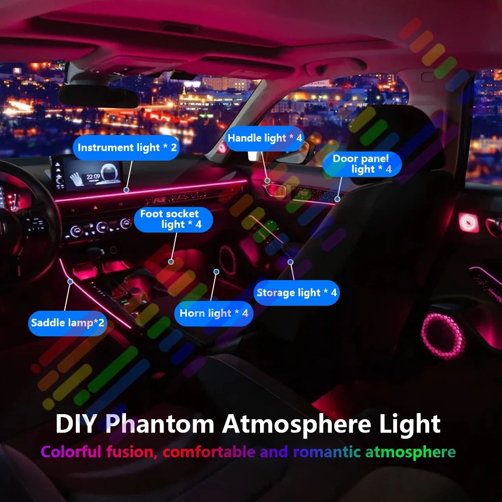 20 in1 新型2026スマートカーインテリアLEDアンビ - Interior Design Elements のレビューと価格