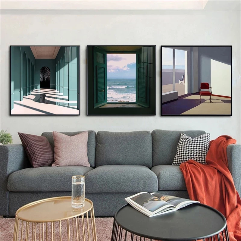 北欧窓外風景キャンバス絵画プリント風景インテリア壁アートポス - Interior Design Apartment のレビューと価格