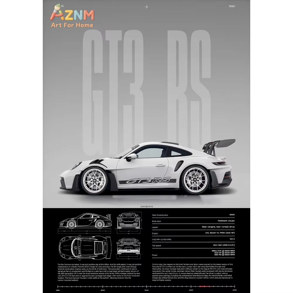 1pc ミニマリスト 911 GT3-RS 718 GT4  - Interior Design Apartment のレビューと価格