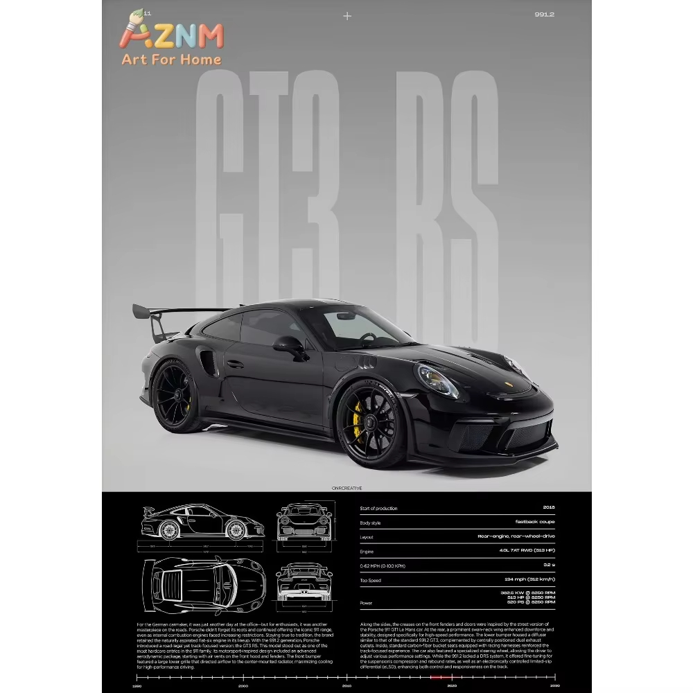 1pc ミニマリスト 911 GT3-RS 718 GT4  - Interior Design Apartment のレビューと価格
