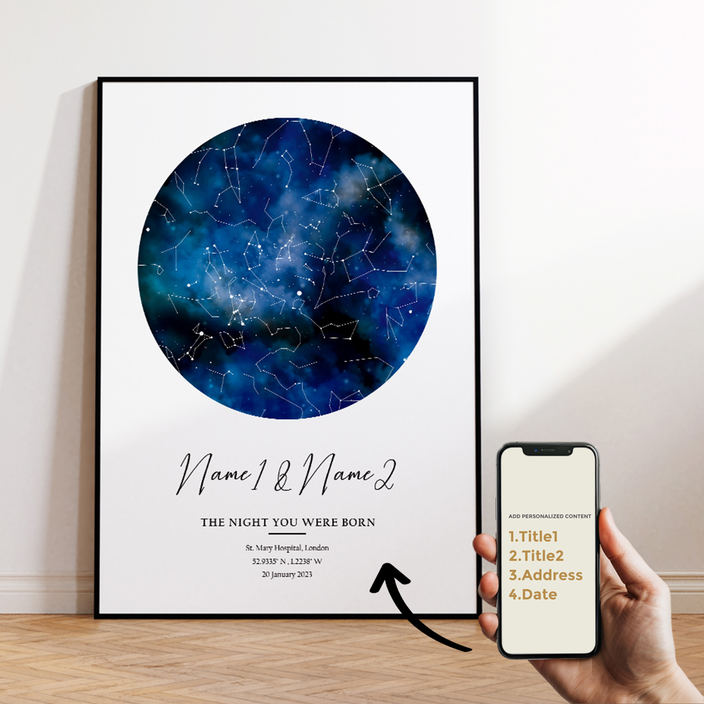 現代風カスタムパーソナライズ夜空星図ウォールアートキャンバス - Interior Design Room のレビューと価格