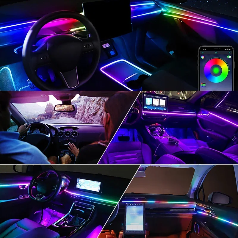 6 in 1専用車載LEDインテリアアンビエントライトRGB - Interior Design Elements のレビューと価格