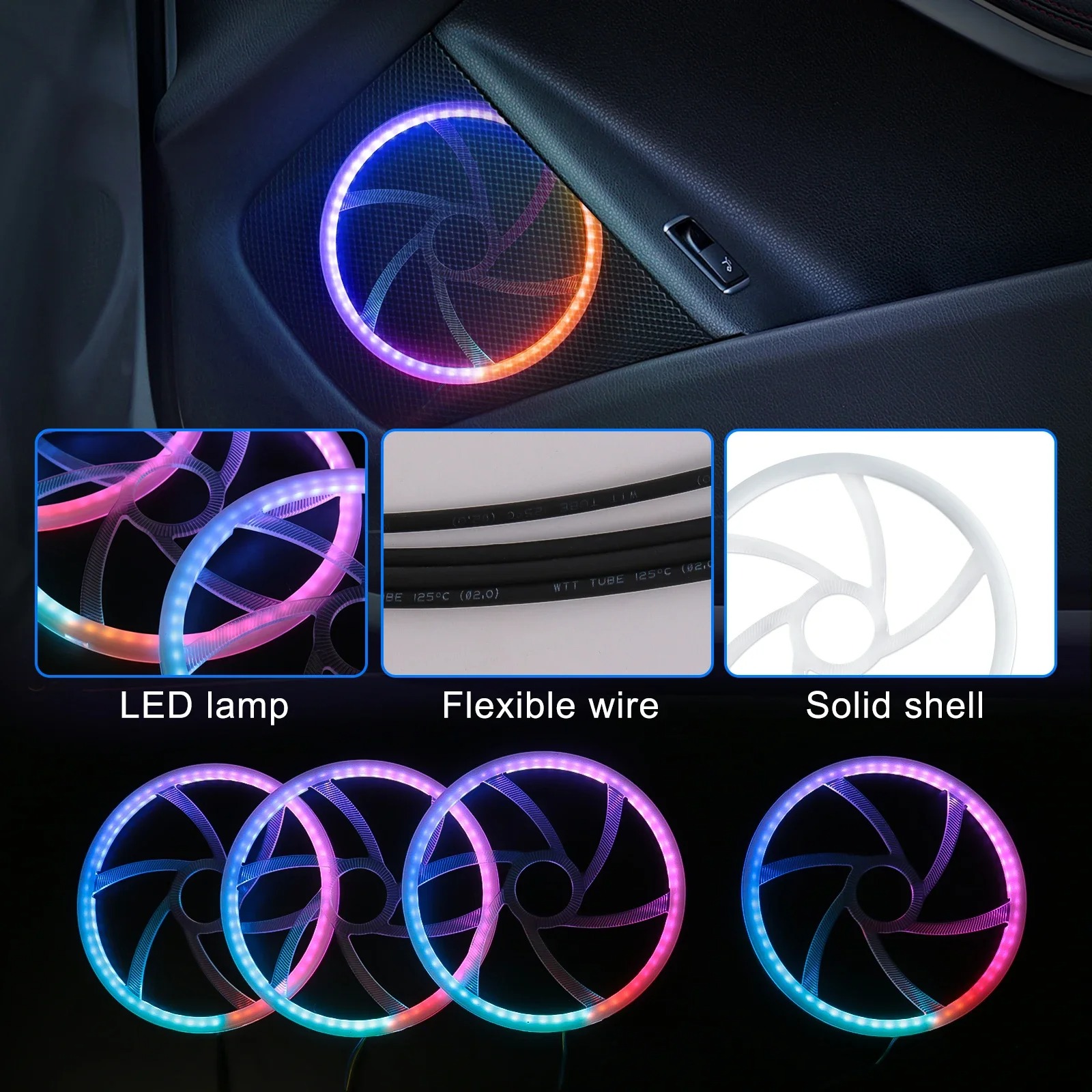 6 in 1専用車載LEDインテリアアンビエントライトRGB - Interior Design Elements のレビューと価格