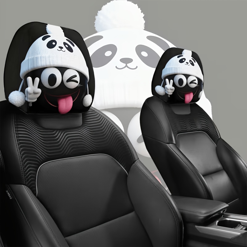 1/2個入り 車用ヘッドレストカバー、かわいい漫画のパンダの - Interior Design Emoji のレビューと価格