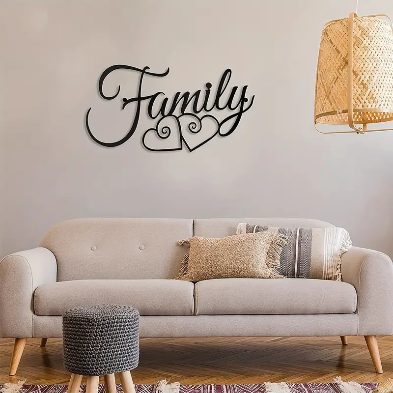 Cifbuy-家族の金属の壁の看板、家族の壁の装飾、黒い単語 - Interior Design Modern のレビューと価格