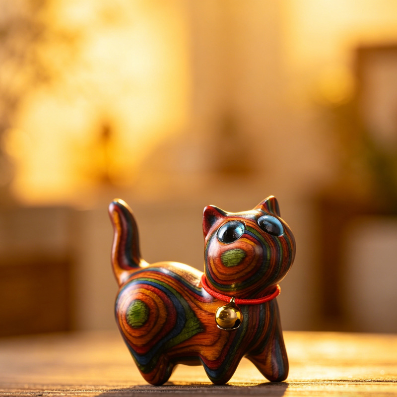 1 塗装済み木製子猫クリエイティブ木製彫刻小さな猫ホームフェ - Interior Design Apartment のレビューと価格