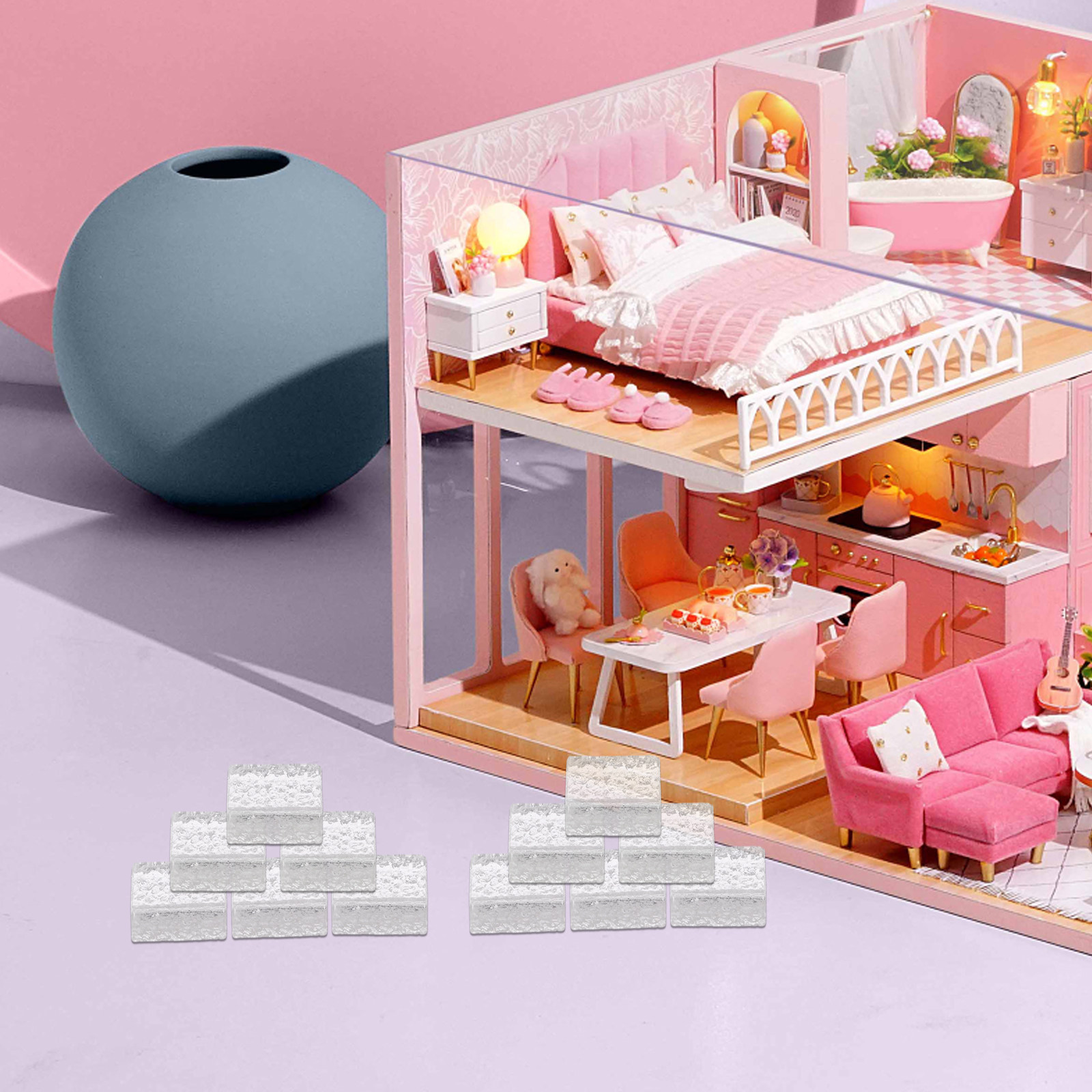 20個のクリスタルガラスミニレンガ正方形透明リアルなミニチュ - Interior Design Elements のレビューと価格