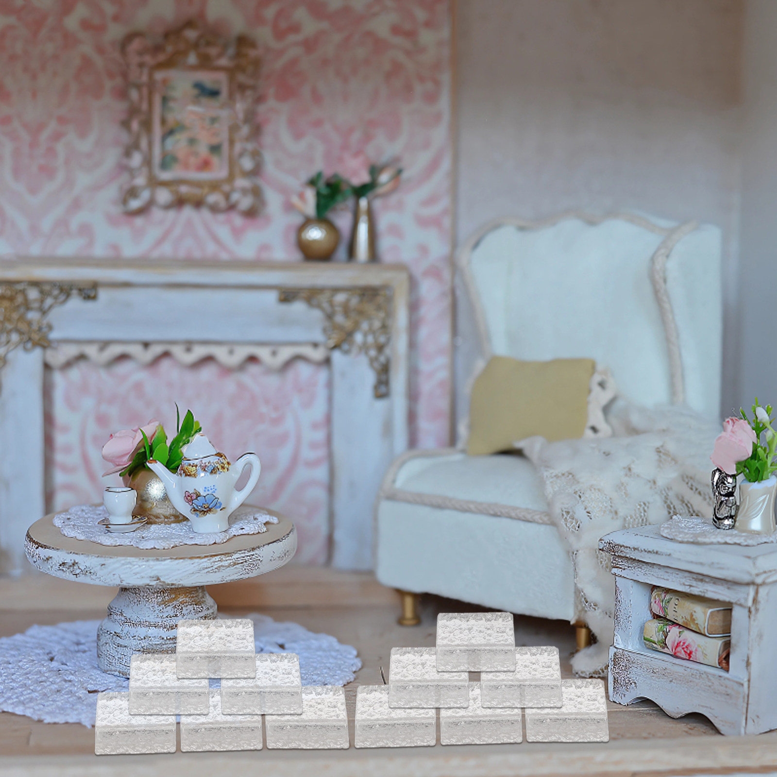 20個のクリスタルガラスミニレンガ正方形透明リアルなミニチュ - Interior Design Elements のレビューと価格