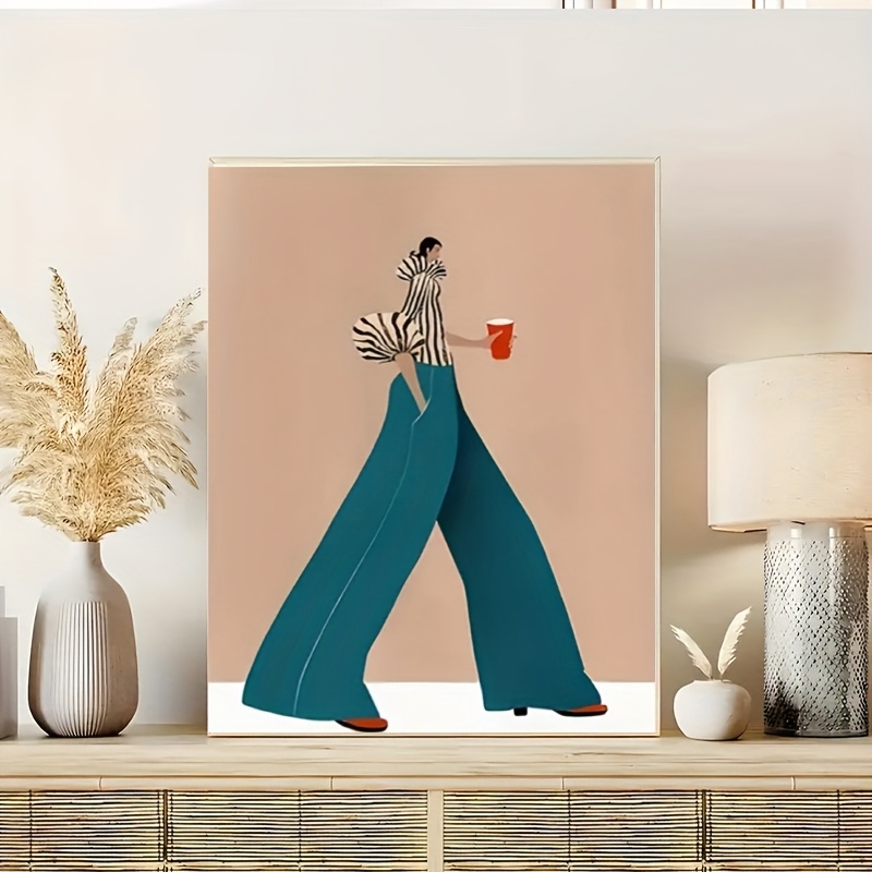 ファッショナブルなブルーパンツ女性ポスタープリント現代超現実 - Interior Design Modern のレビューと価格