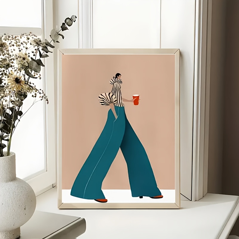 ファッショナブルなブルーパンツ女性ポスタープリント現代超現実 - Interior Design Modern のレビューと価格
